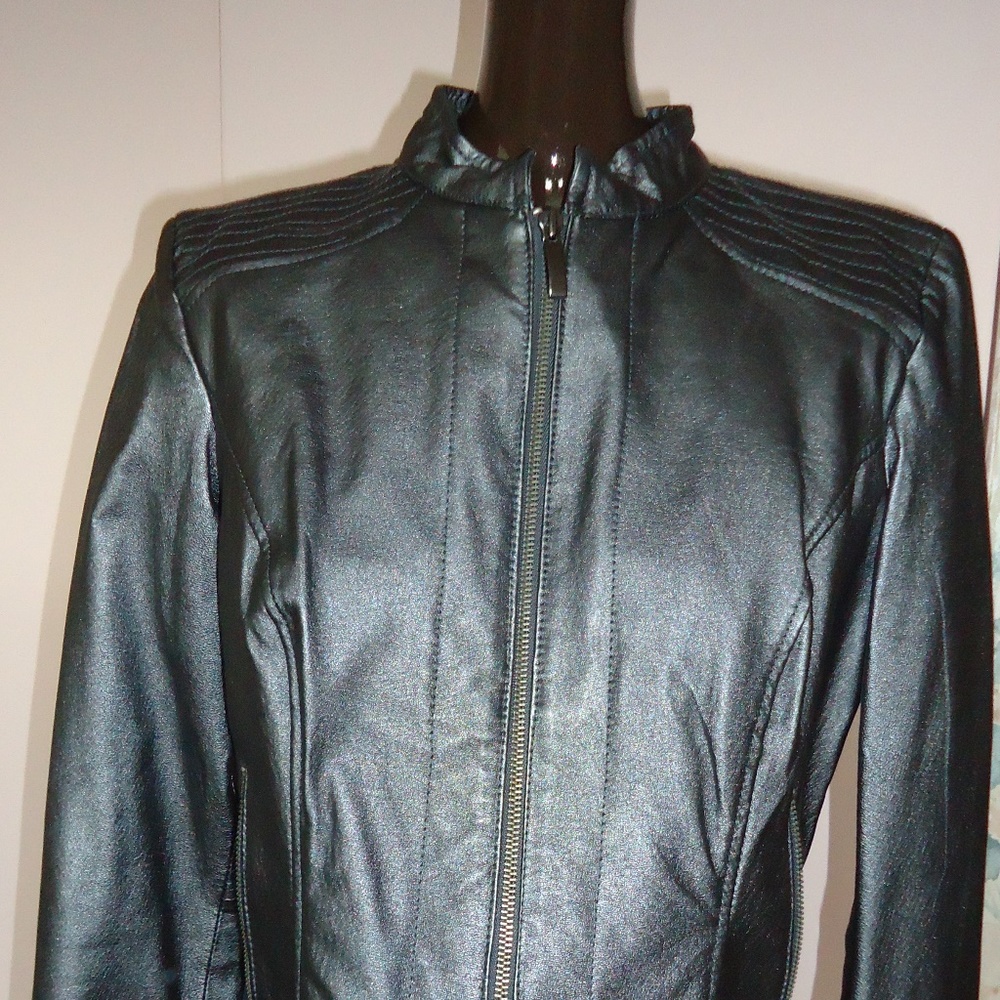 Apt 9 Grey Leather Motorcycle Jacket SM